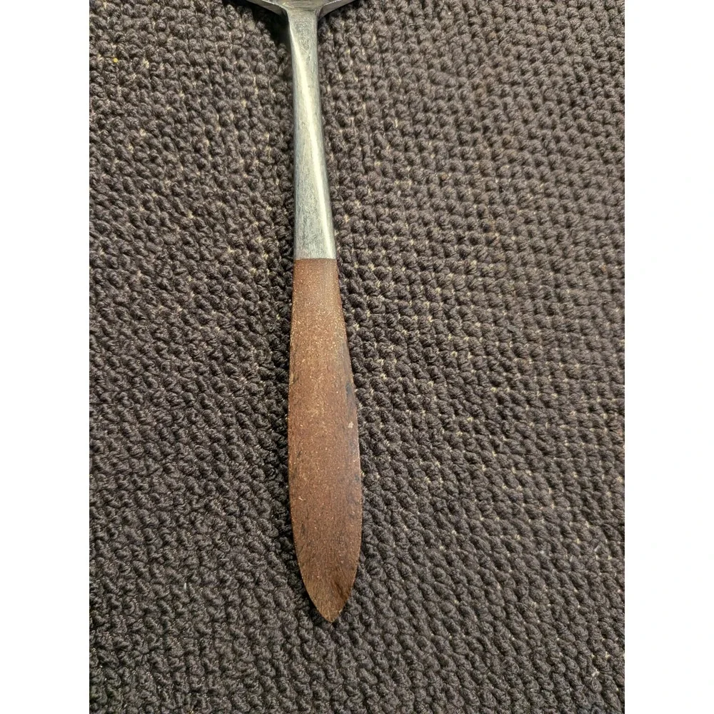 Vintage Ekco Eterna Pie and Cake Server Mid-Century Modern Stainless Wood